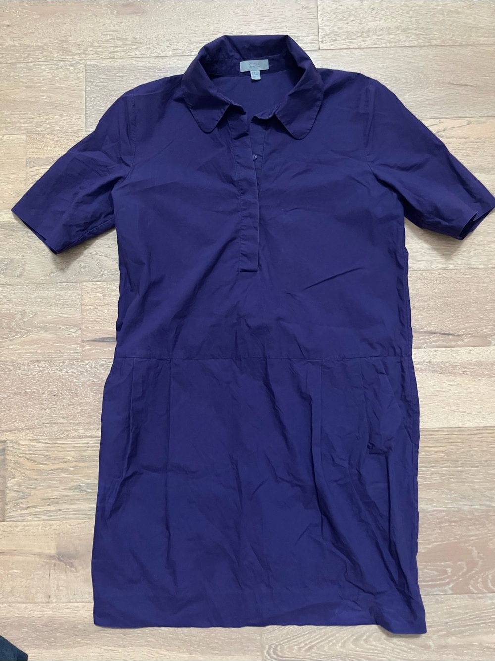 COS poplin cotton Purple Short Sleeve Shirt Dress